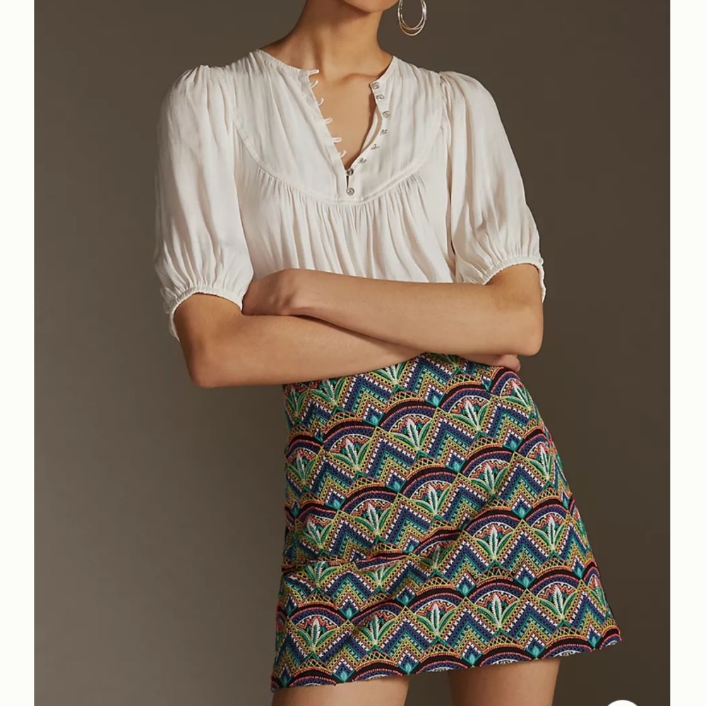 Anthropologie Ollari Deco Mini Skirt - Picture 1 of 7
